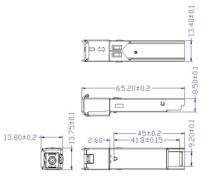 SFP Single Mode DUAL Fiber Transceiver 1.25Gbps 20KM - ZTO FIBER CABLE